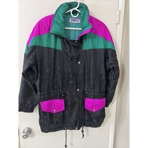 Vintage Obermeyer Ski Jacket Women’s 10 – 80s 90s Retro Colorblock Purple Green